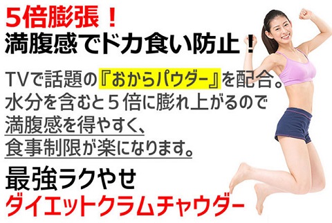 TV等で話題の食物繊維が豊富な「おから」パウダー配合★ダイエットクラムチャウダー（約20食分）【送料無料】
