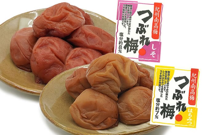 【新商品】「明治27年創業☆老舗の紀州南高梅つぶれ梅」　しそ（塩分8％）400ｇ＆はちみつ（塩分7％）400ｇ（合計800g）