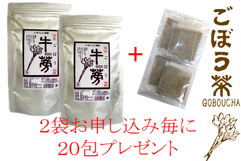 国産焙煎ごぼう茶100%【60包/2ヶ月分】この夏スッキリボディを目指しませんか？食物繊維が豊富な≪サポニン≫はコレステロール抑制に【送料無料】※2個同時申込みで20包プレゼント！