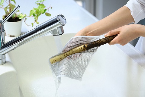 キズが付かない特殊加工！傷をつけずに食器の汚れを落とせちゃう★かきとるメッシュクロス大判タイプ12枚（3枚入×4セット）【送料無料】