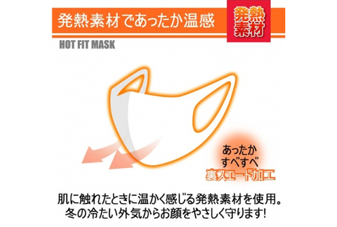 【大人用：ブラック色】ホットフィットマスク（冬用マスク）3枚セット【送料無料】
