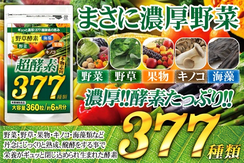 製薬会社が本気で作った自信の酵素粒！この1粒に野菜などが凝縮【送料無料】超酵素377