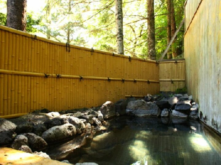 天然温泉の露天風呂と岩風呂