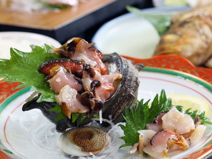 富浦産の磯の香りいっぱいのさざえを刺身で味わえる☆