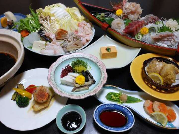 あんこう三昧プランの夕食膳