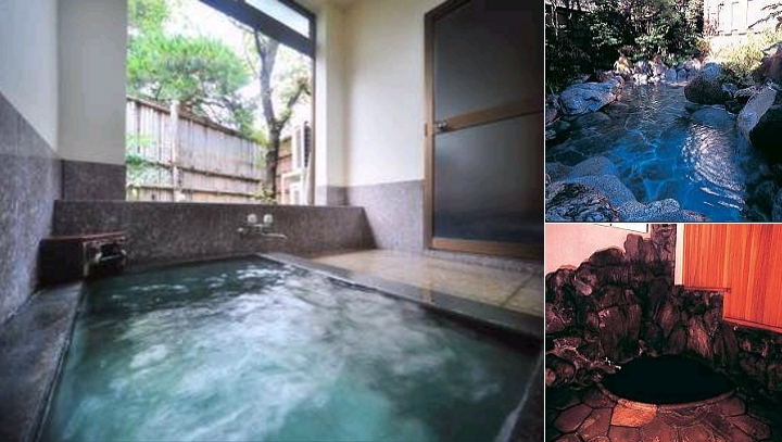 館内のお風呂は露天風呂、岩風呂、かけ流し温泉内風呂がございます。