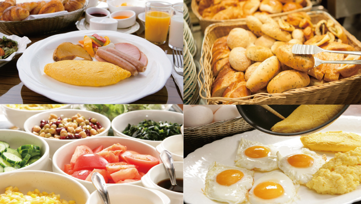 朝食は50種類の和洋朝食バイキング！サラダや卵料理の実演も♪