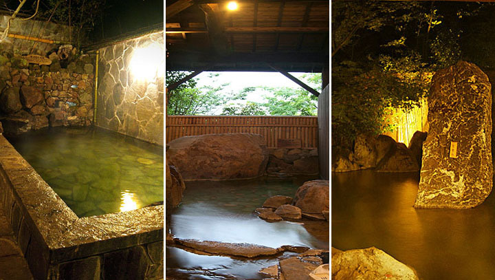 蔵毘自慢の自噴湯雨竹（ゆめたけ）温泉は２つの露天風呂と３つの家族風呂にてお楽しみいただけます。 