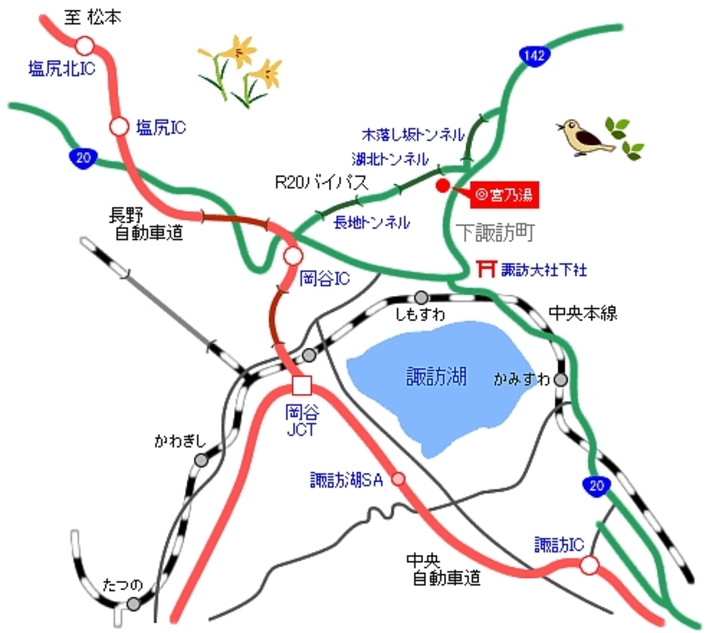 下諏訪 毒沢鉱泉 旅館 宮乃湯 長野県 下諏訪温泉 の地図 周辺情報 格安旅行の宿泊予約ならトクー