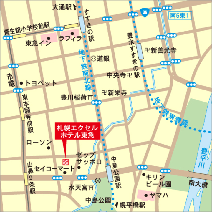 札幌エクセルホテル東急 北海道 札幌 の地図 周辺情報 格安旅行の宿泊予約ならトクー